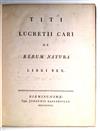 BASKERVILLE PRESS.  Lucretius Carus, Titus. De rerum natura libri sex.  1772